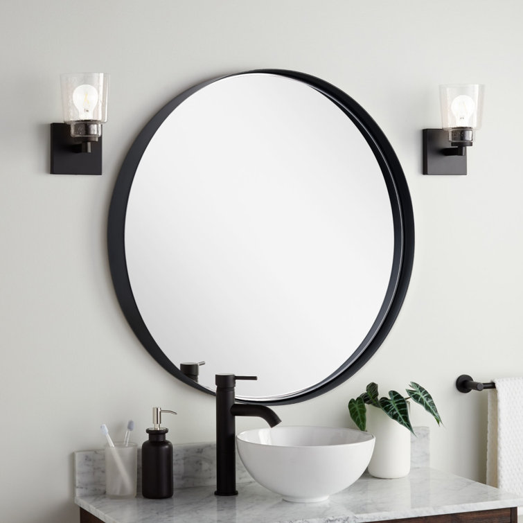 Mercer41 Alauni Round Metal Framed Wall Mounted Bathroom / Vanity Mirror & Reviews | Wayfair